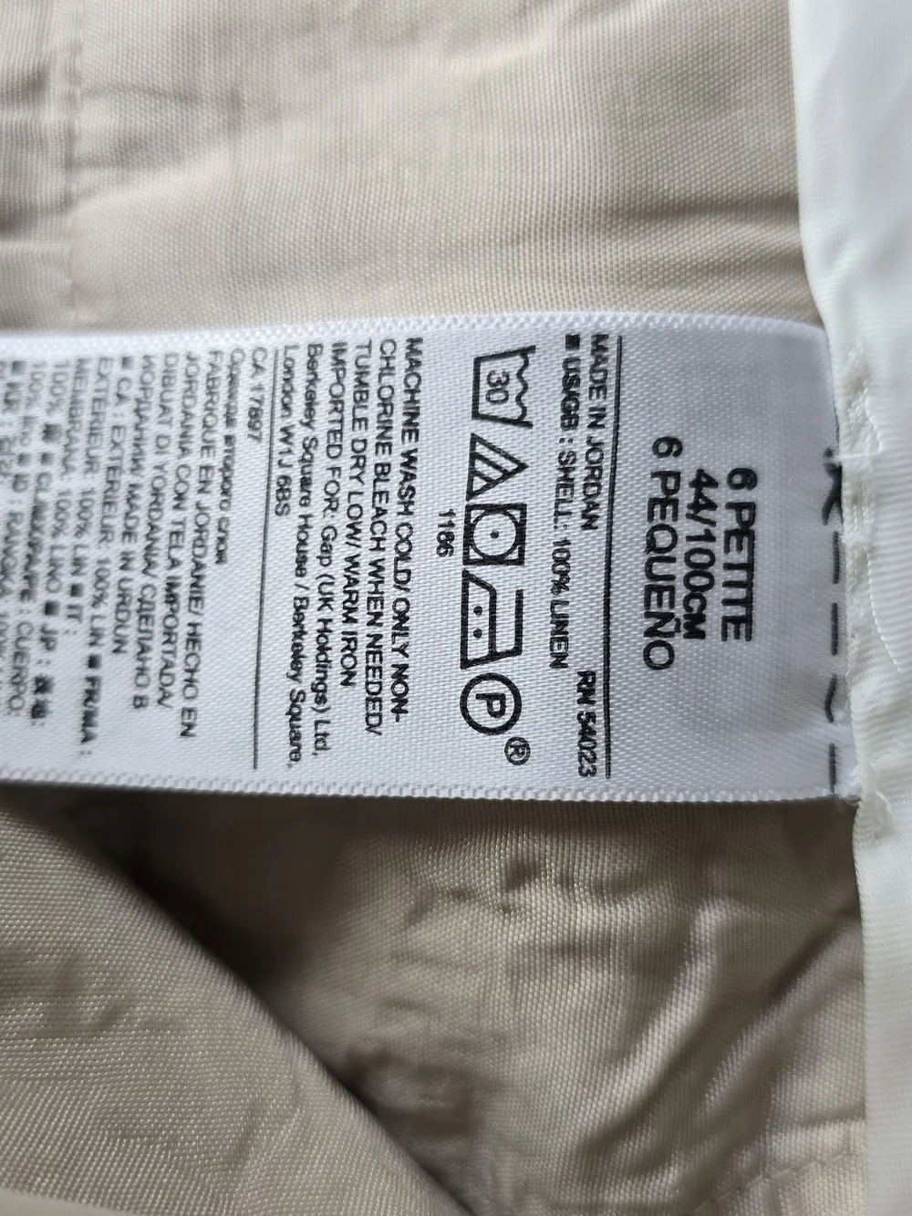 Banana Republic 100% Linen Ankle Pants Size 6P Color Natural Business Casual